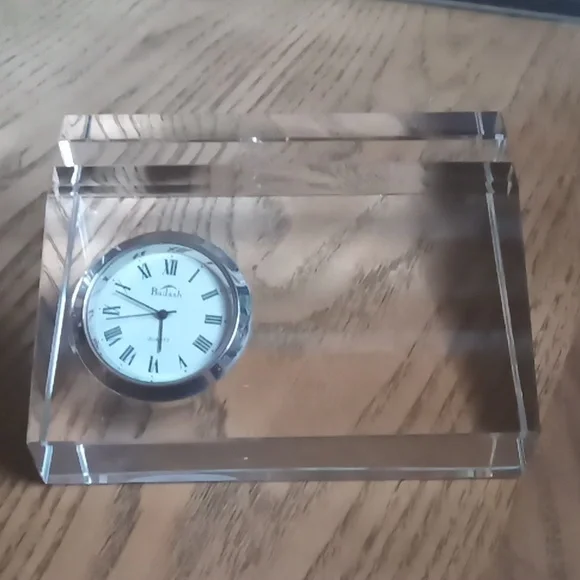 Badash CLEAR CUT CRYSTAL BUSINESS CARD HOLDER DESK ANALOG QUARTZ CLOCK - Picture 11 of 11